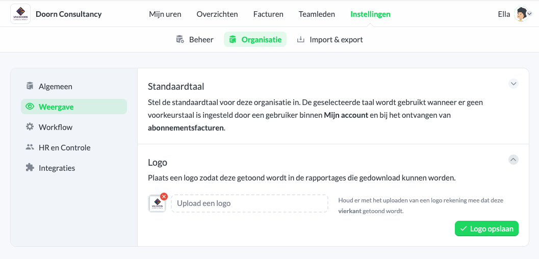 Logo van de organisatie aanpassen