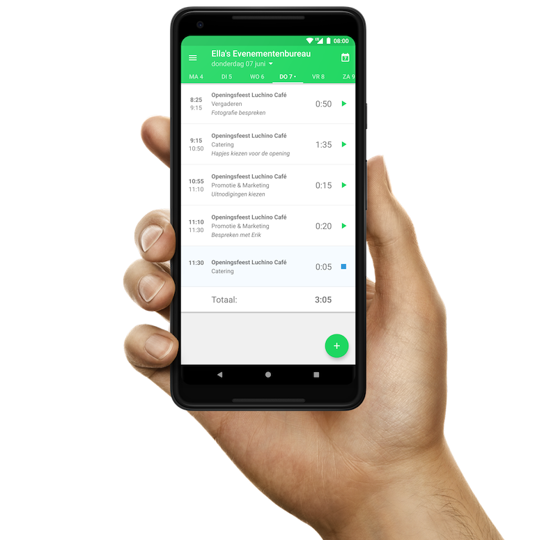 Urenregistratie-app voor personeel voor Android en iOS