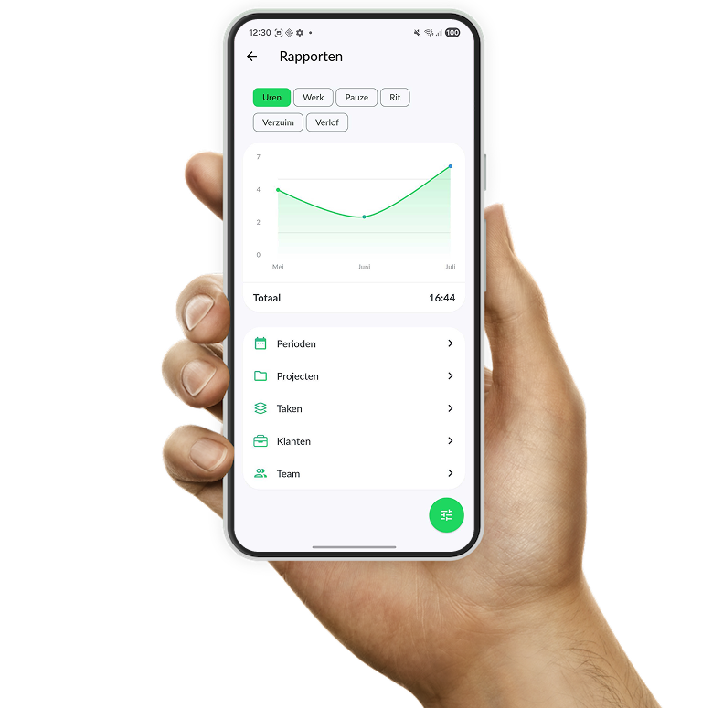 Overzicht van rapportcategorieën in de Keeping-app voor Android