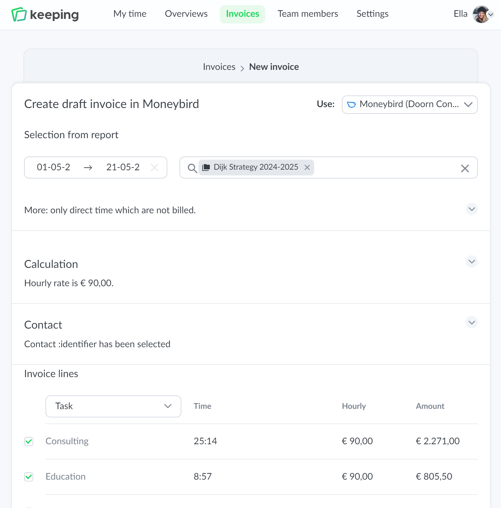 Create invoice for Doorn Consultancy