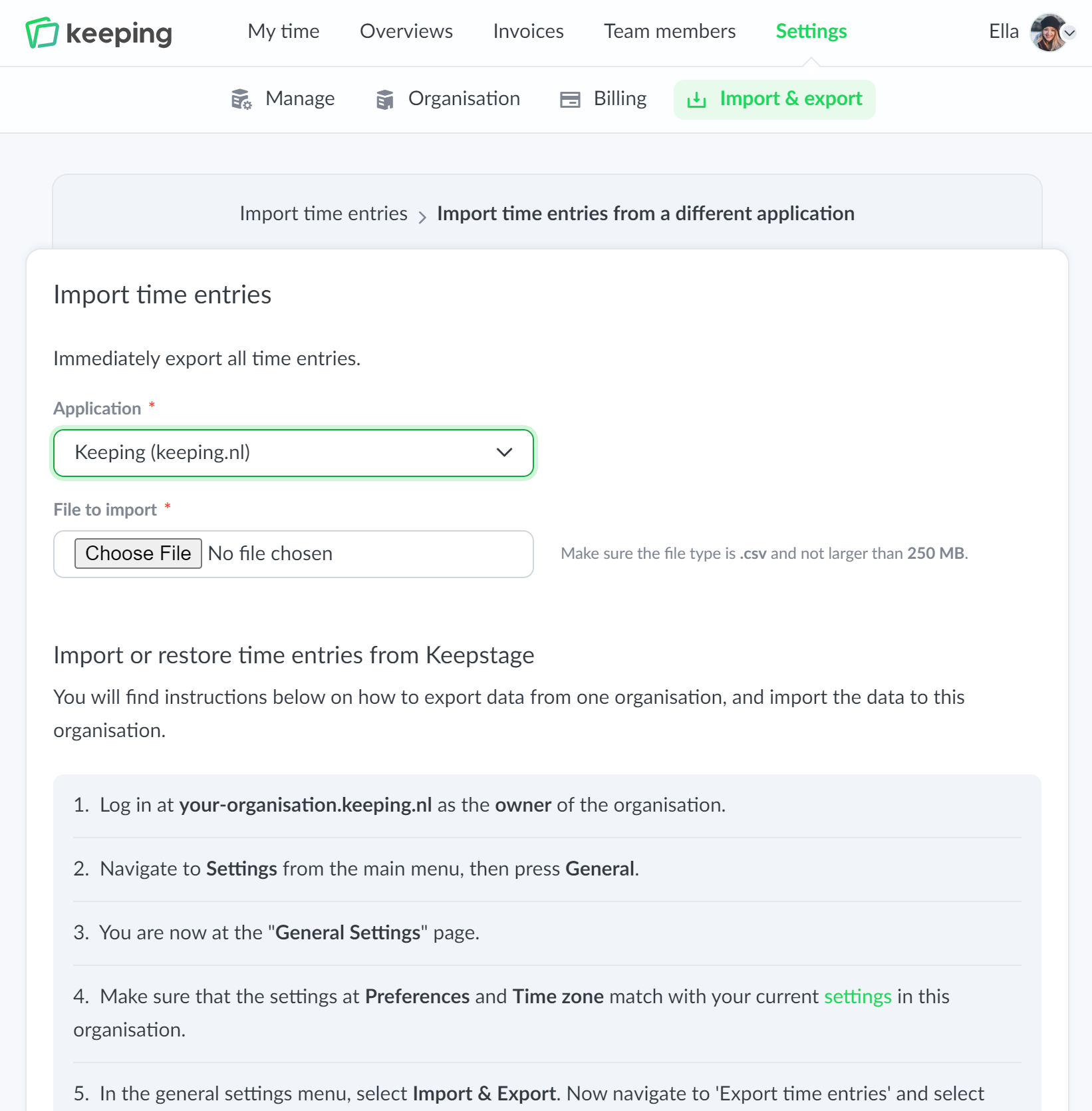 Overview of time tracking specifically set for hours per task