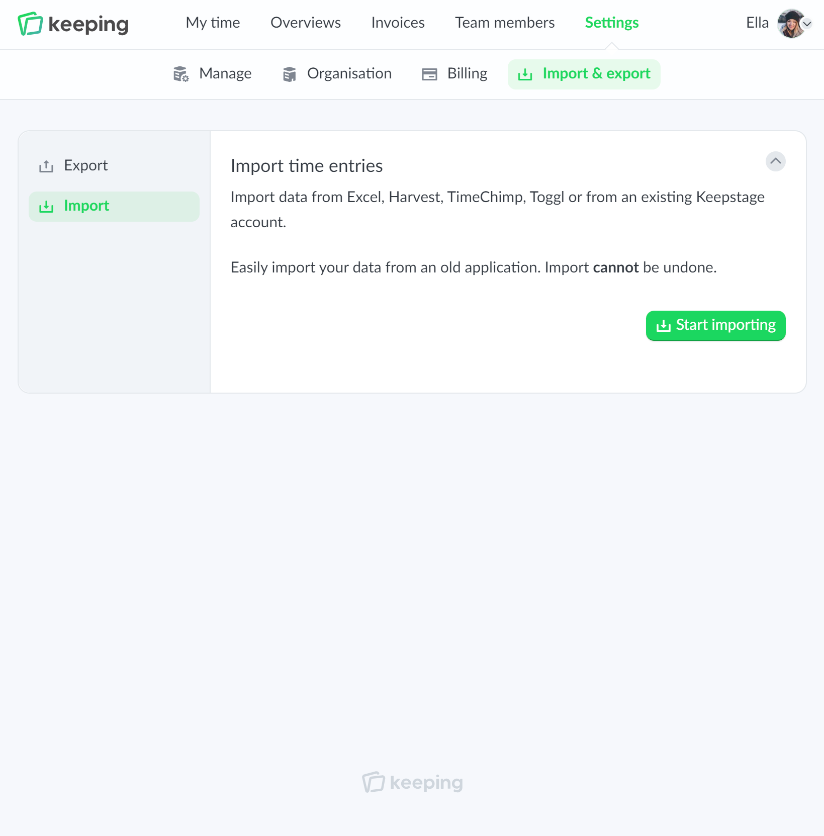 Overview of time tracking specifically set for hours per task