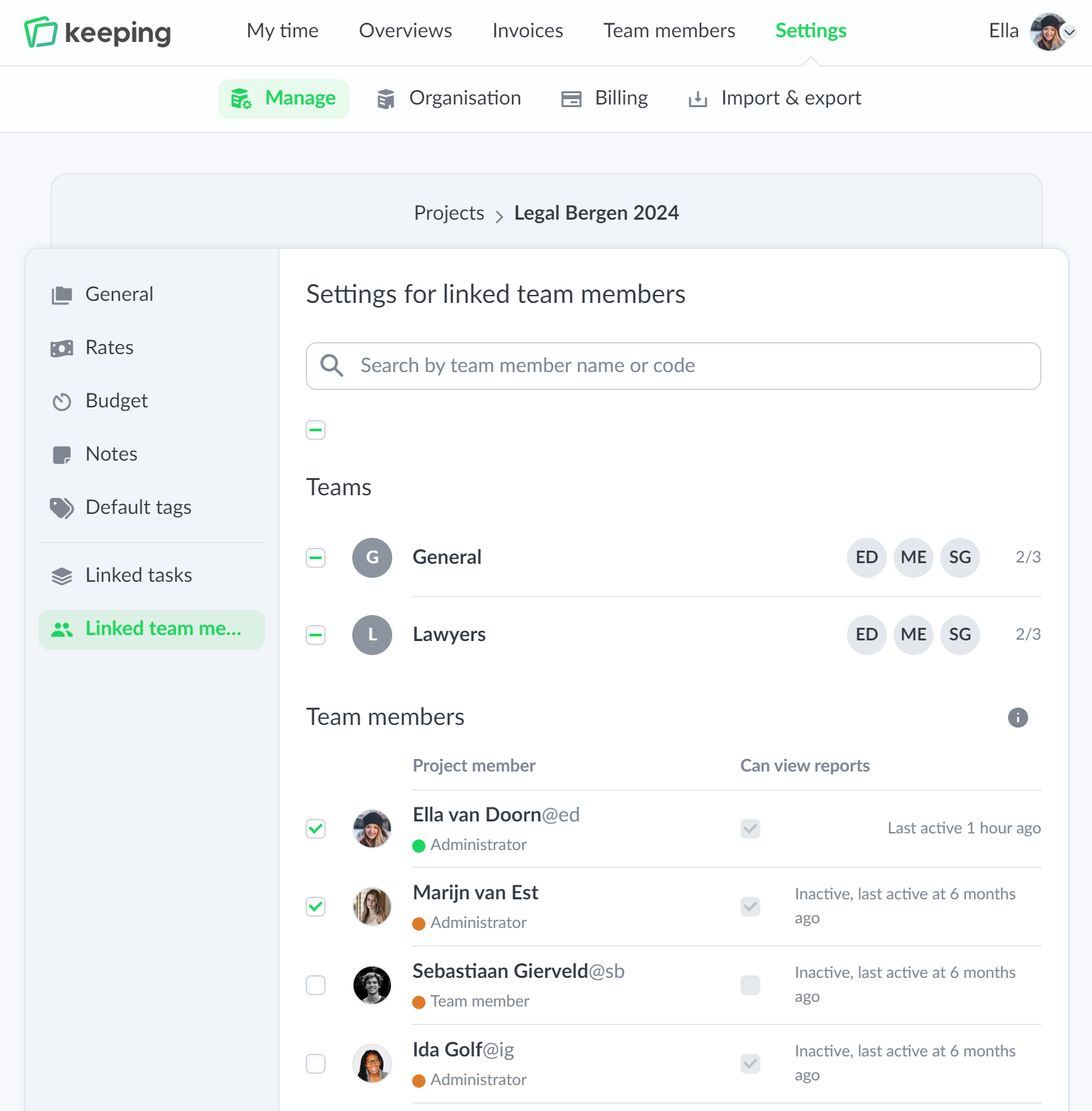 Linking teams within projects