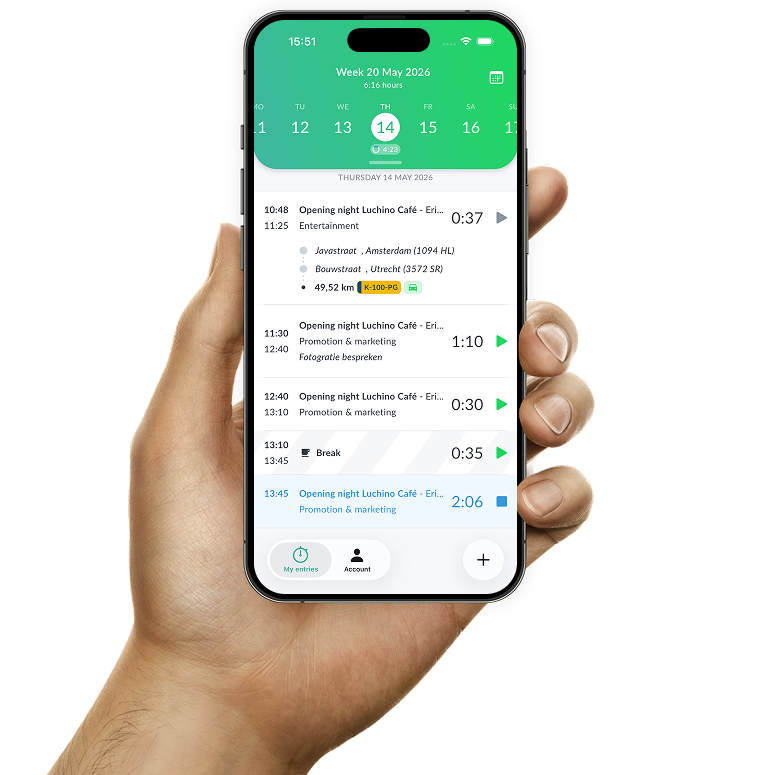 The time registration iPhone app of Keeping
